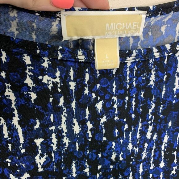 MICHAEL Michael Kors along Sleeve Blue Black Top Size Large (q1) - Picture 2 of 7